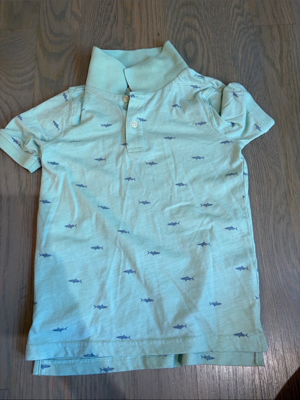 Carter's Light Aqua Polo with Navy Shark Print